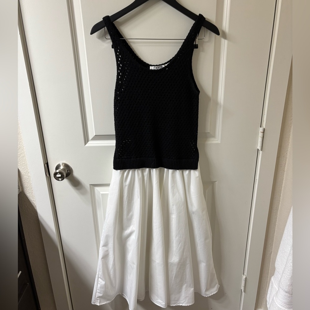 Astr Black and White Mixed Media Dress